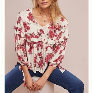 🆕 NWT Size L Anthropologie Eri+Ari Peasant Blouse